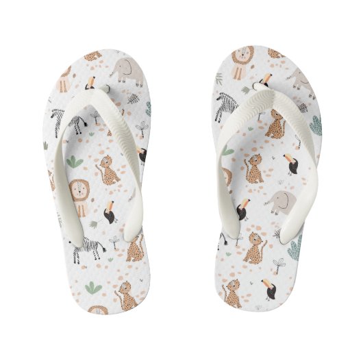 Cute Oerwoud Rainforest Animals Patroon Kinder Teenslippers (Voetbed)