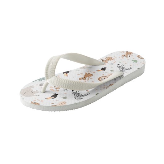 Cute Oerwoud Rainforest Animals Patroon Kinder Teenslippers (Schuin)