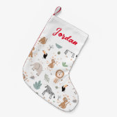 Cute Oerwoud Rainforest Animals Patroon Kleine Kerstsok (Voorkant (Hangend))