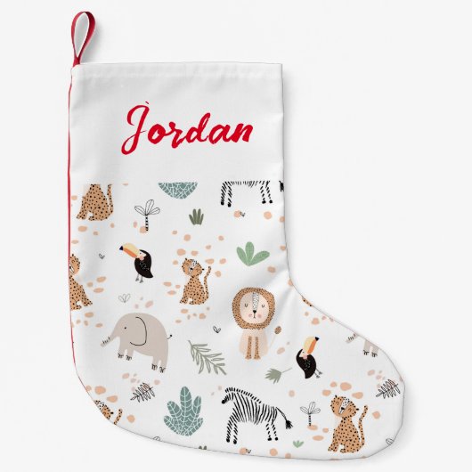 Cute Oerwoud Rainforest Animals Patroon Kleine Kerstsok (Voorkant)