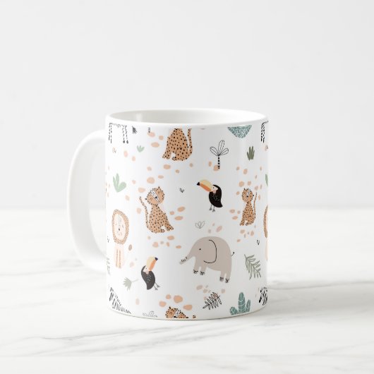 Cute Oerwoud Rainforest Animals Patroon Koffiemok (Voorkant links)