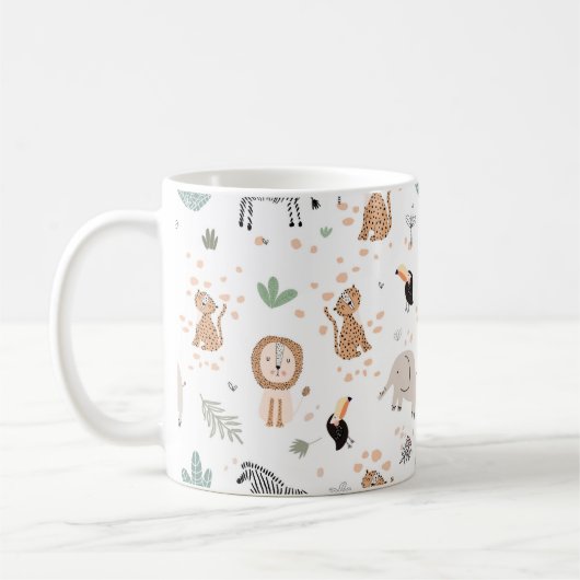 Cute Oerwoud Rainforest Animals Patroon Koffiemok (Links)