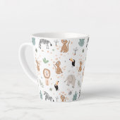 Cute Oerwoud Rainforest Animals Patroon Latte Mok (Linkerhoek)