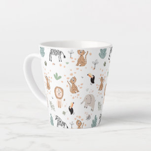 Cute Oerwoud Rainforest Animals Patroon Latte Mok