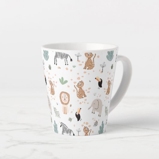 Cute Oerwoud Rainforest Animals Patroon Latte Mok (Rechterhoek)
