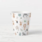 Cute Oerwoud Rainforest Animals Patroon Latte Mok (Voorkant)