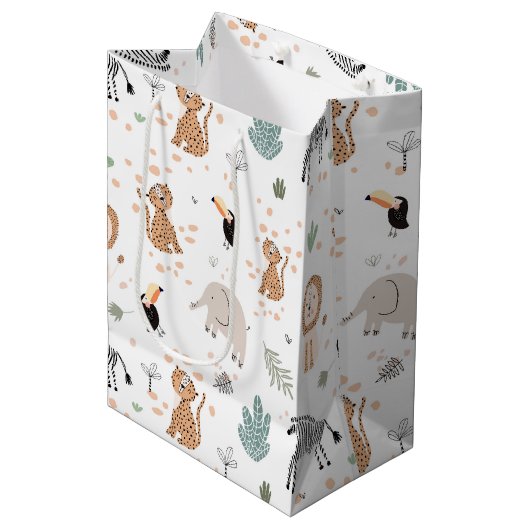 Cute Oerwoud Rainforest Animals Patroon Medium Cadeauzakje (Voorkant Gekanteld)