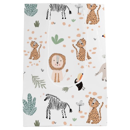 Cute Oerwoud Rainforest Animals Patroon Medium Cadeauzakje (Achterkant)