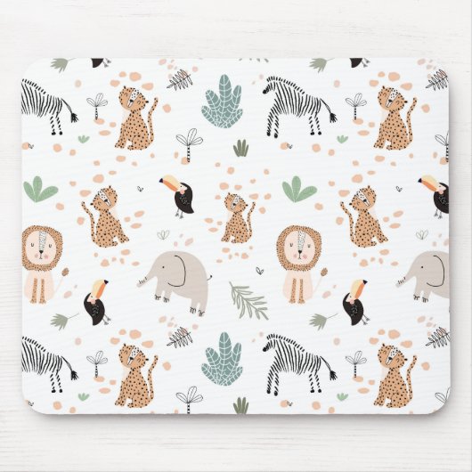 Cute Oerwoud Rainforest Animals Patroon Muismat (Voorkant)