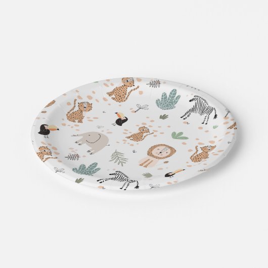 Cute Oerwoud Rainforest Animals Patroon Papieren Bordje (Gekanteld)