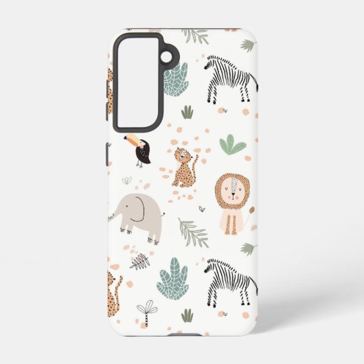 Cute Oerwoud Rainforest Animals Patroon Samsung Galaxy Hoesje (Achterkant)