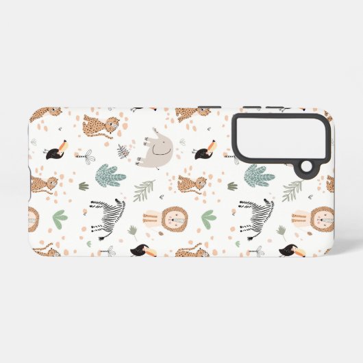 Cute Oerwoud Rainforest Animals Patroon Samsung Galaxy Hoesje (Achterkant horizontaal)