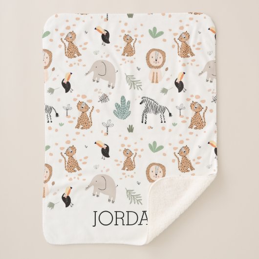 Cute Oerwoud Rainforest Animals Patroon Sherpa Deken (Voorkant)