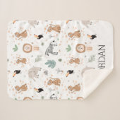 Cute Oerwoud Rainforest Animals Patroon Sherpa Deken (Voorkant (horizontaal))