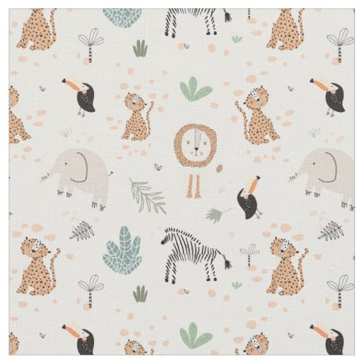 Cute Oerwoud Rainforest Animals Patroon Stof (Close Up)