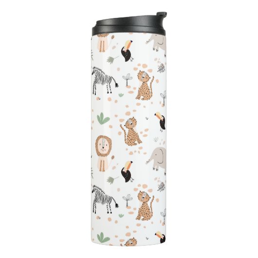 Cute Oerwoud Rainforest Animals Patroon Thermosbeker (Gedraaid links)