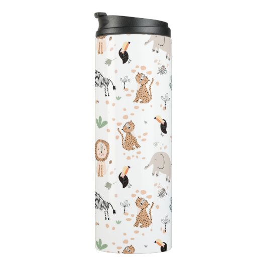 Cute Oerwoud Rainforest Animals Patroon Thermosbeker (Geroteerd rechts)