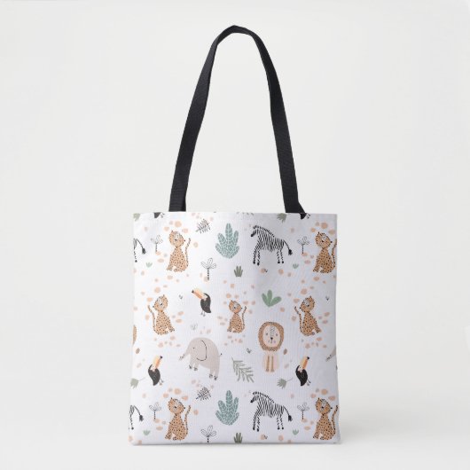 Cute Oerwoud Rainforest Animals Patroon Tote Bag (Voorkant)