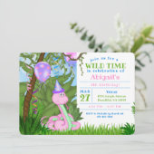 Cute Oerwoud roze slang kinderen Birthday Party Kaart (Staand voorkant)