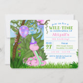 Cute Oerwoud roze slang kinderen Birthday Party Kaart (Voorkant)