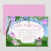 Cute Oerwoud roze slang kinderen Birthday Party Kaart (Voorkant / Achterkant)