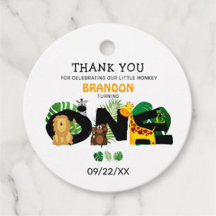 Cute Oerwoud Safari 1st Birthday Party Dank u Bedankjes Labels