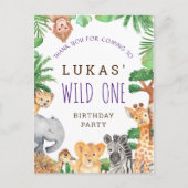 Cute Oerwoud Safari 1st Birthday Party Dank u Briefkaart (Voorkant)