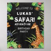 Cute Oerwoud Safari Adventure Birthday Welkom Poster (Voorkant)
