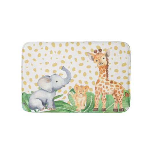 Cute Oerwoud Safari Animal Baby & Kinder Bath Mat (Voorkant)