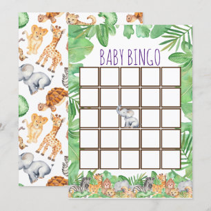 Cute Oerwoud Safari Animal Baby shower Baby Bingo Kaart
