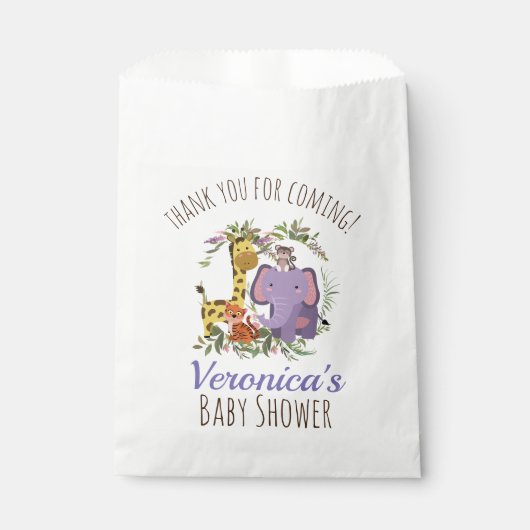 Cute Oerwoud Safari Animal Baby shower Hartelijk d Bedankzakje (Voorkant)