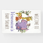 Cute Oerwoud Safari Animal Baby shower Welcome Spandoek (Horizontaal)