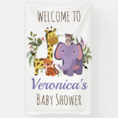 Cute Oerwoud Safari Animal Baby shower Welcome Spandoek (Verticaal)