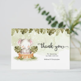 Cute oerwoud safari animal in truck baby bedankt informatiekaartje