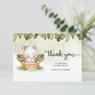 Cute oerwoud safari animal in truck baby bedankt informatiekaartje