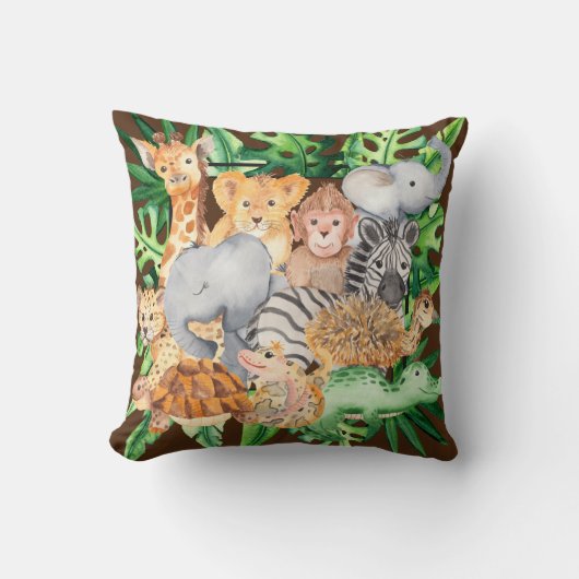 Cute Oerwoud Safari Animal Personalized Kussen (Voorkant)