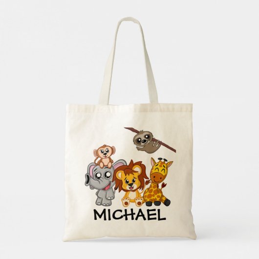 Cute Oerwoud Safari Animal Toddler Kinder Tote Bag (Achterkant)