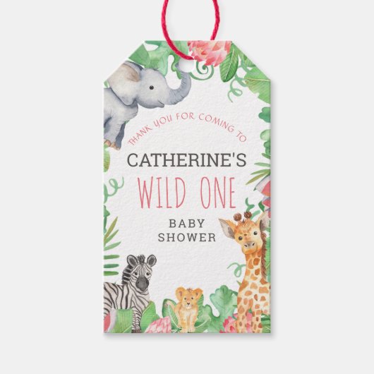 Cute Oerwoud Safari Animal Tropical Floral Gift La Cadeaulabel (Voorkant)