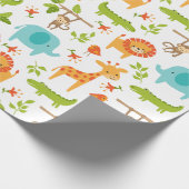 Cute Oerwoud Safari Animal Wrapping Paper Cadeaupapier (Hoek)
