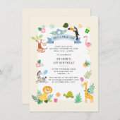 Cute Oerwoud Safari Animals 1e verjaardag Kaart (Voorkant / Achterkant)