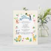 Cute Oerwoud Safari Animals 1e verjaardag Kaart (Staand voorkant)