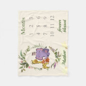 Cute Oerwoud Safari Animals Baby Boy Milestone Fleece Deken (Voorkant)