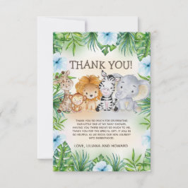 Cute Oerwoud Safari Animals Baby Boy Shower Bedankkaart