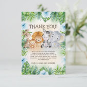 Cute Oerwoud Safari Animals Baby Boy Shower Bedankkaart (Staand voorkant)