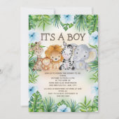 Cute Oerwoud Safari Animals Baby Boy Shower Kaart (Voorkant)