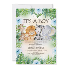 Cute Oerwoud Safari Animals Baby Boy Shower
