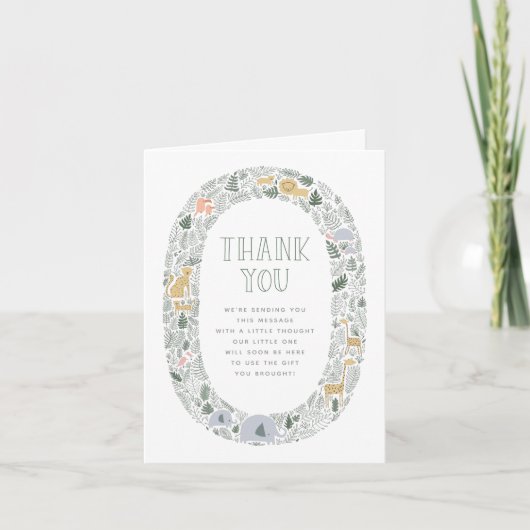 Cute Oerwoud Safari Animals Baby shower Hartelijk  Bedankkaart (Voorkant)