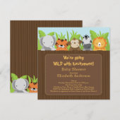 Cute Oerwoud Safari Animals Baby Shower Invitation Kaart (Voorkant / Achterkant)