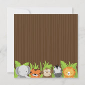 Cute Oerwoud Safari Animals Baby Shower Invitation Kaart (Achterkant)