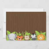 Cute Oerwoud Safari Animals Baby Shower Invitation Kaart (Achterkant)